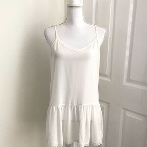 Frenchi Ivory Vneck Drop Wasit Tunic Sz Med